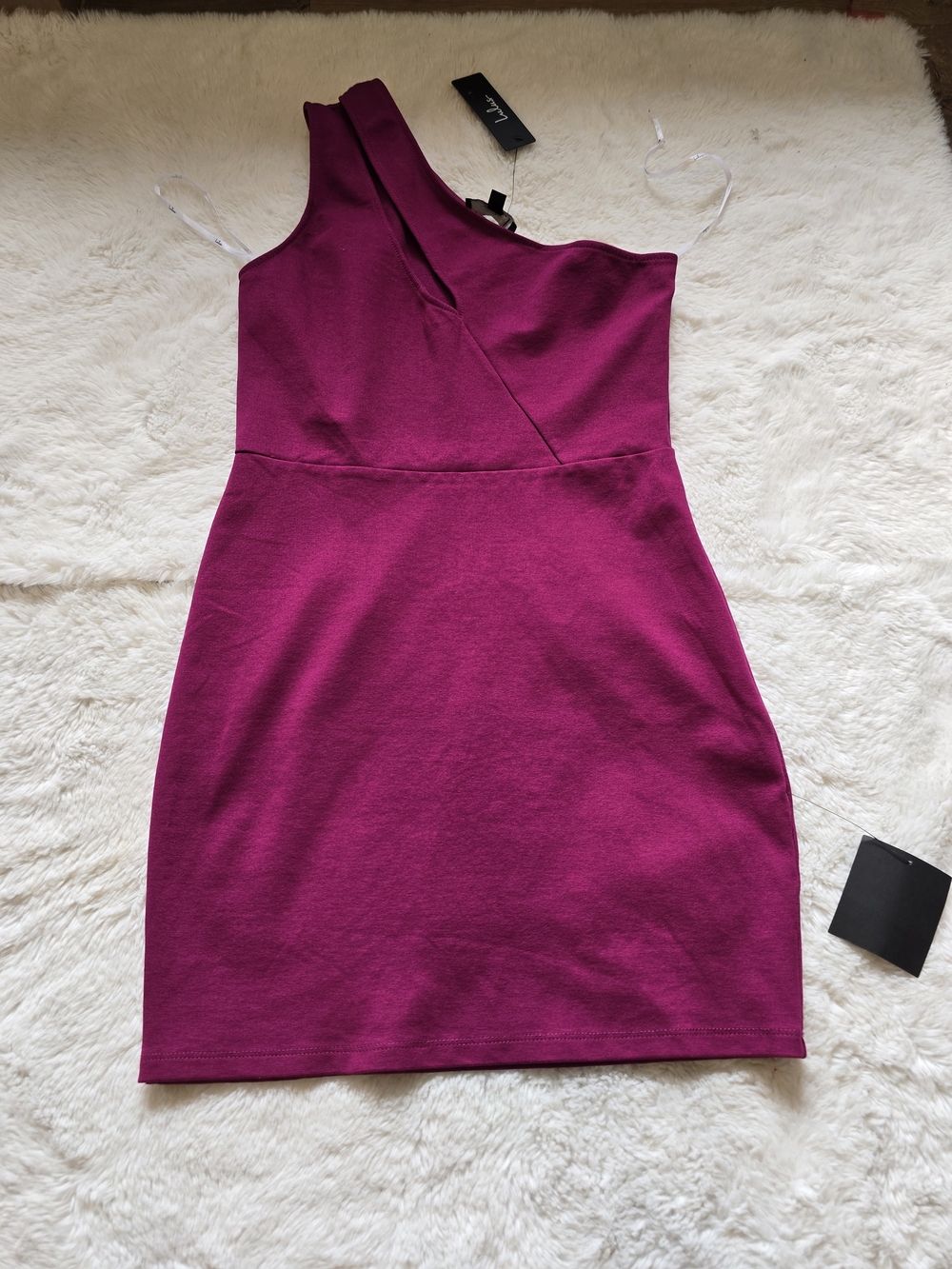 Lulu's One-Shoulder Berry Fitted Dress